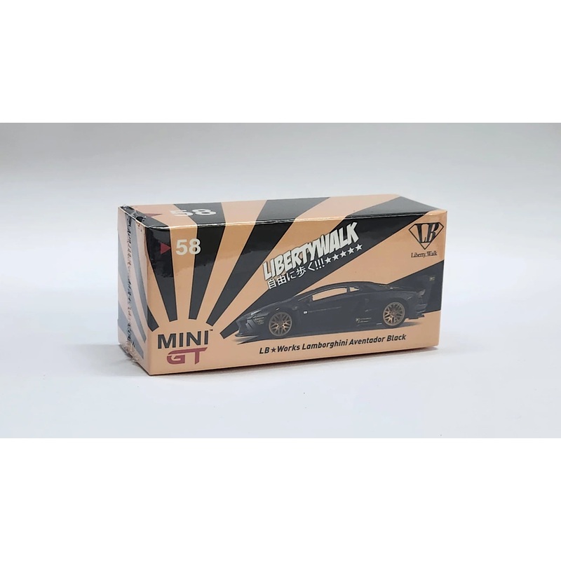 Mini GT Liberty Walk Lamborghini Aventador Black #58  1:64 Die-Cast (RHD)
