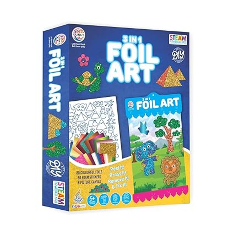 Ratna’s 3 in 1 Foil Art DIY Creative Activity Kit for Kids – Multicolor