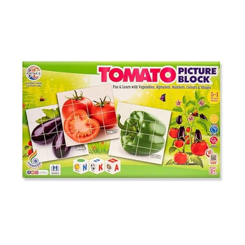 RATNA’S 5 in 1 Educational Tomato Vegetable Picture Blocks for Kids – Multicolor
