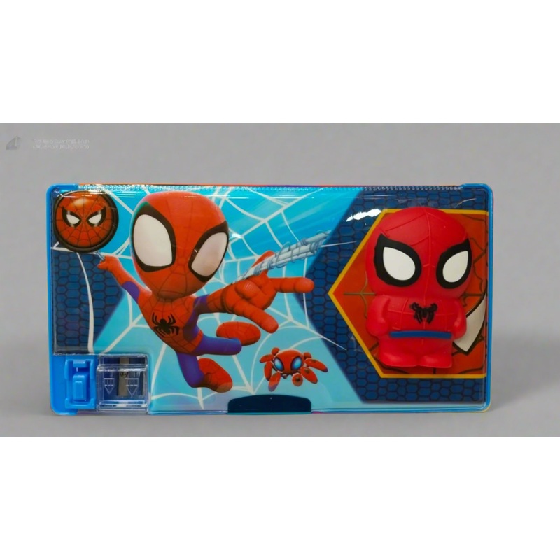 3D Spiderman Sponge Pencil Box for Kids| Double Sided Pencil Box with Sharpener Art Plastic Pencil Box