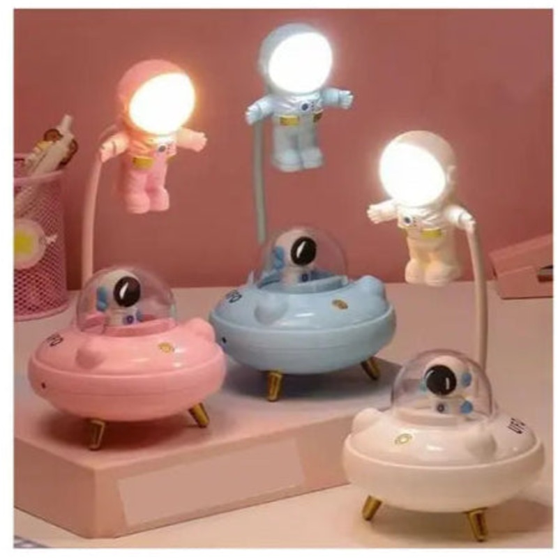 Astronaut Desk Lamp Mini Cute LED Night Lamp, Rechargeable Desk Lamp, Study Desk Light for Study Room/Home/Office, Study Lamp | Pack of 1, Multicolor