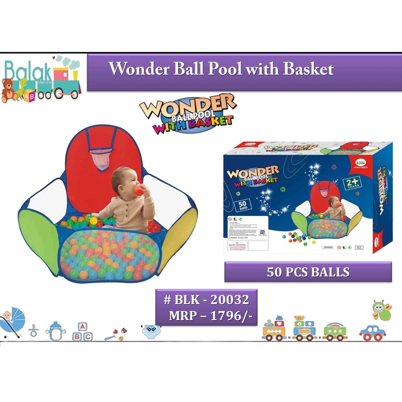 Balak Wonder Ball Pool With Basket – Multicolor – 50 Balls Included