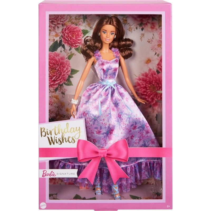 Barbie Signature Birthday Wishes Doll, Collectible In Satiny Lilac Dress With Wavy Brown Hair And Giftable Packaging – Multicolor