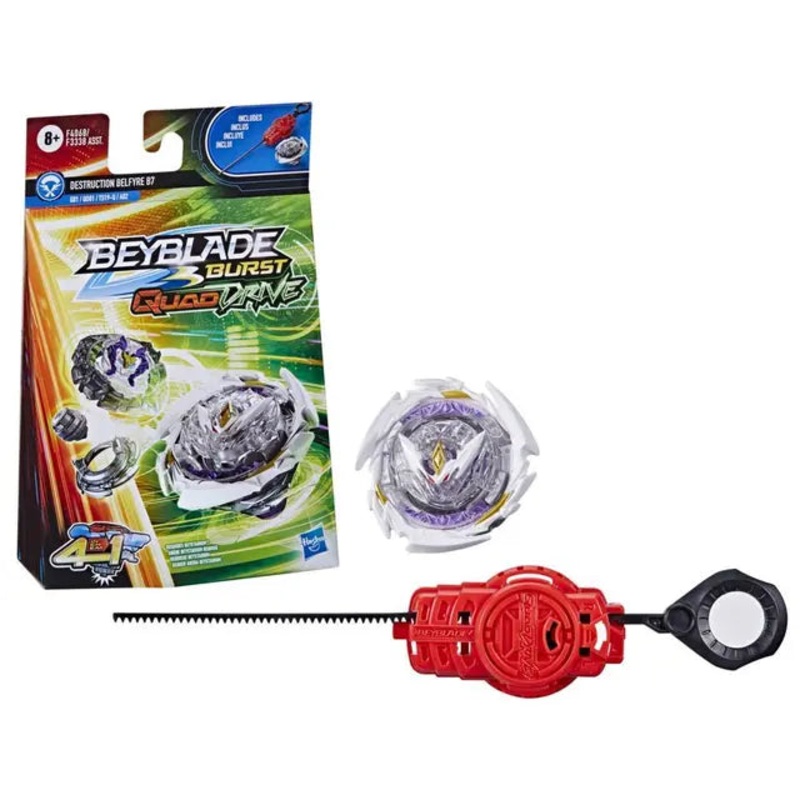 Beyblade Burst QuadDrive Destruction Belfyre B7 Spinning Top Starter Pack — Battling Game Top Toy with Launcher