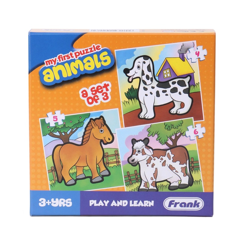 Frank My First Puzzle Play And Learn Animals Jigsaw Puzzle Set of 3 – 15 Pieces