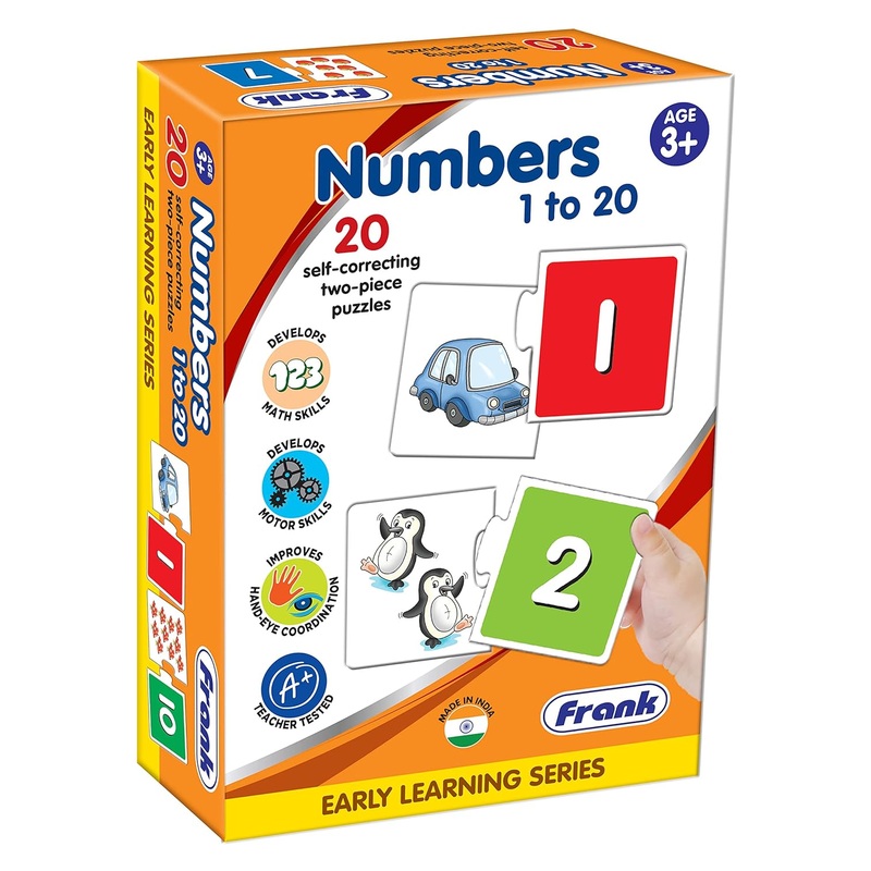 Frank Numbers 1 to 20 Puzzle  40 Pieces, 20 Self-Correcting 2-Piece Puzzles, Early Learner Educational Jigsaw Puzzle For Kids