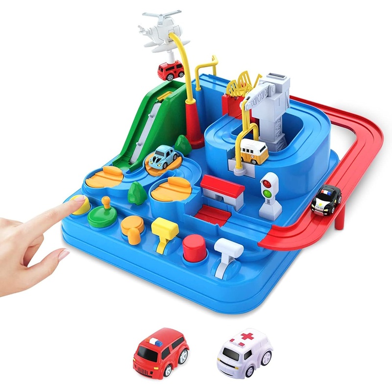 Funny BIG Adventure Toys with 2 Toy Vehicles, Car Track for Toddlers