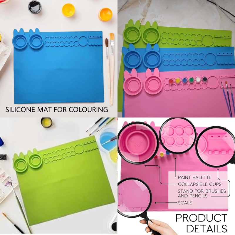 Silicone Craft Mat for Watercolor Kids Painting | Art Jewelry Necklace Making | Multi-Purpose Craft Supplies | Crafting Pieces | Resin Craft Molds & Supplies | Color & Design May Vary