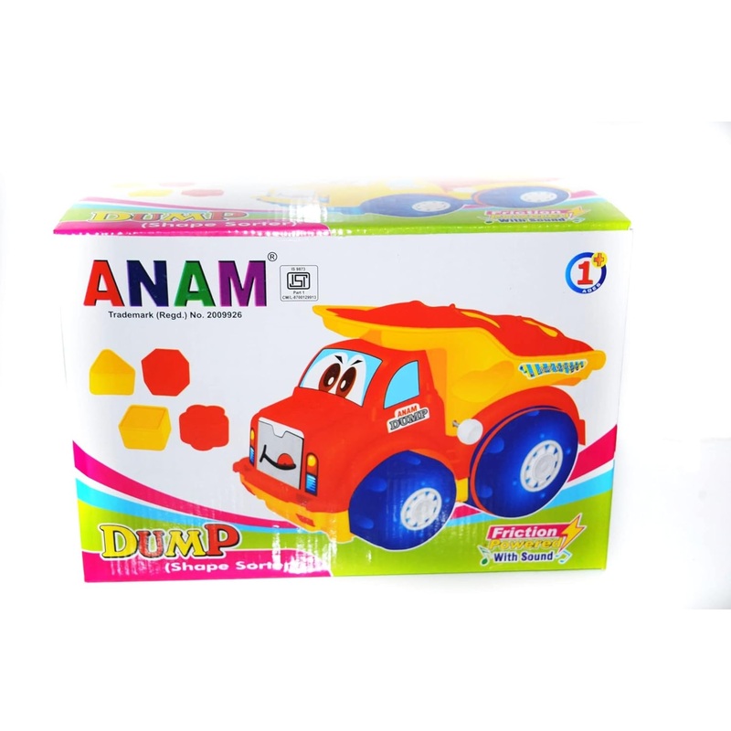 4D Toys Dump Truck Dumper Friction Vehicle Toy with Shape & Sorter for Kids