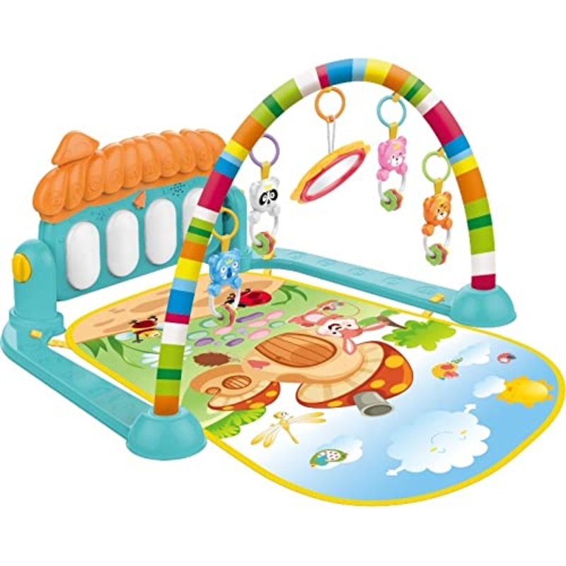 Baby Gym Play Mat, Kick and Play Piano Gym, Musical Activity Center with Cute Hanging Toys For Kids – Multicolor