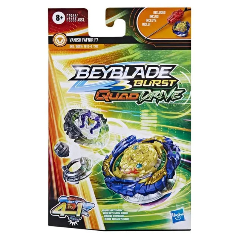 Beyblade Burst QuadDrive Vanish Fafnir F7 Spinning Top Starter Pack — Battling Game Top Toy with Launcher