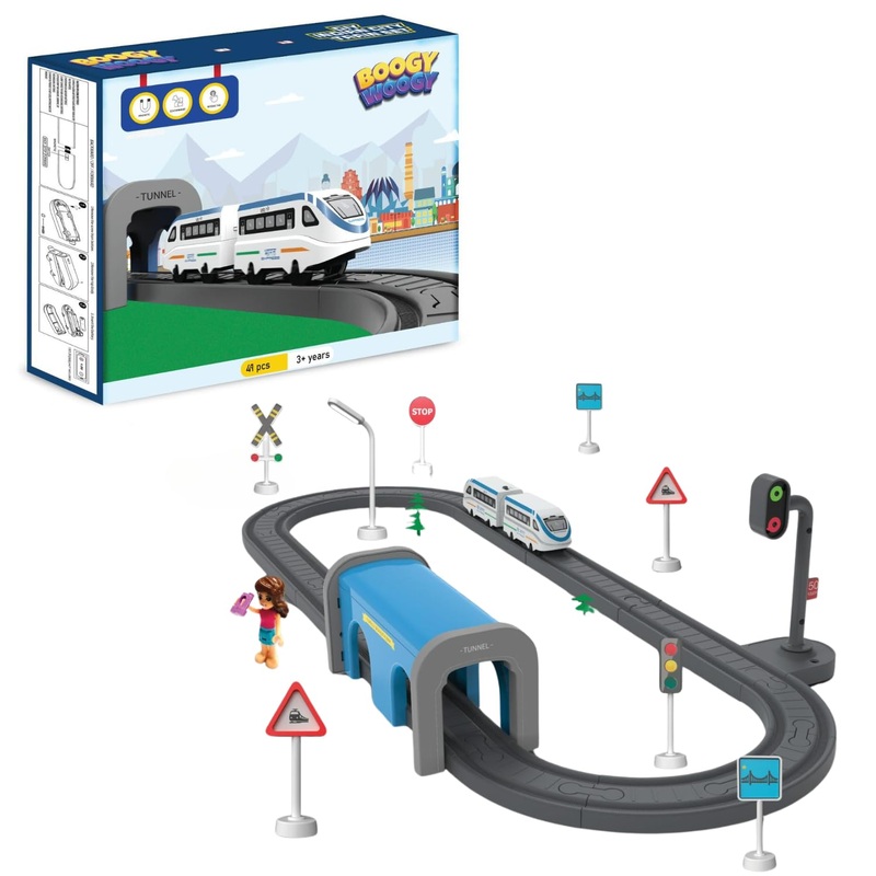Boogy Woogy Indian City Train Magnetic Connectors DIY Assembly Battery-Powered Track Car Set for Boys and Girls