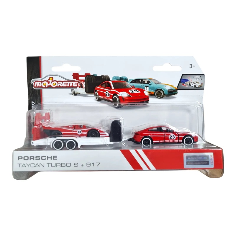 Majorette – Porsche Taycan Turbo S + 917 – Red – Moving Parts