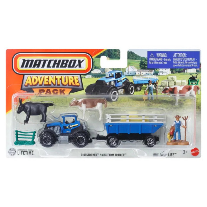 Matchbox by Mattel – 2025 Matchbox Adventure Pack- Pack of 1 Pcs – Dirtstroyer & MBX Farm Trailer