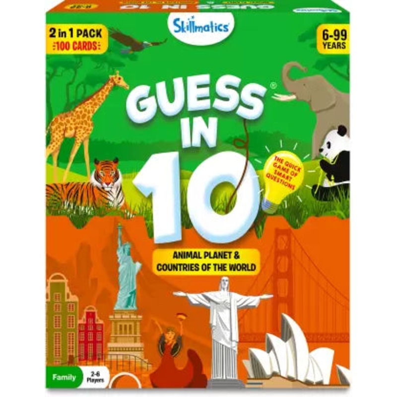 Skillmatics Card Game – Guess in 10 Animals & Countries Combo