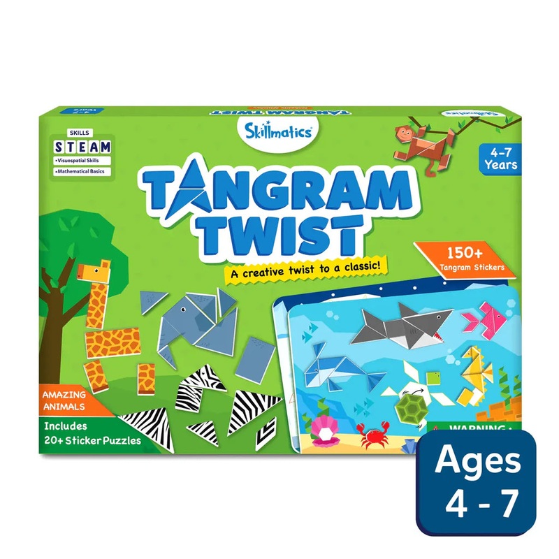 Skillmatics Tangram Twist – Amazing Animals | No Mess Sticker Art (ages 4-7)