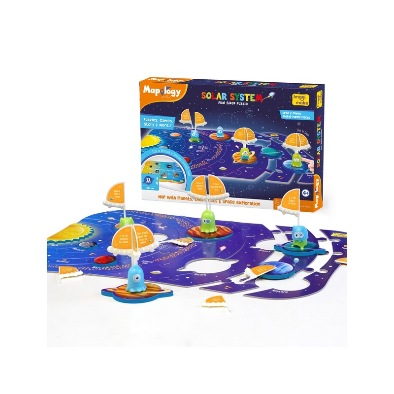 ImagiMake Mapology Dual Sided Solar System Puzzle – Multicolor