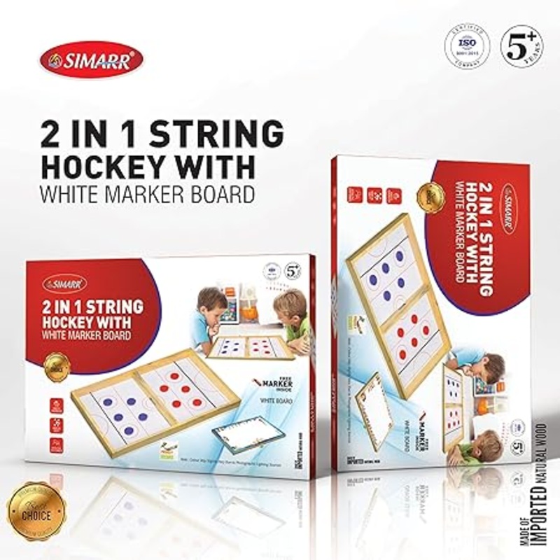 Simarr: 2 in 1 String Hockey with White Marker Board – Multicolor