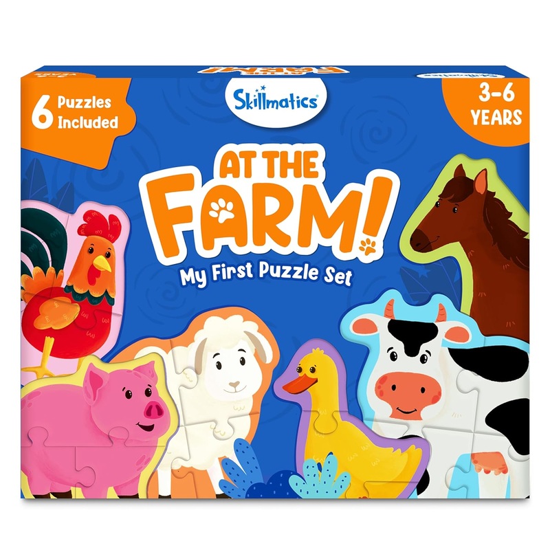 Skillmatics My First Puzzle Set – 21 Piece Farm Animal Jigsaw Puzzles, Educational Toddler Toy for Kids