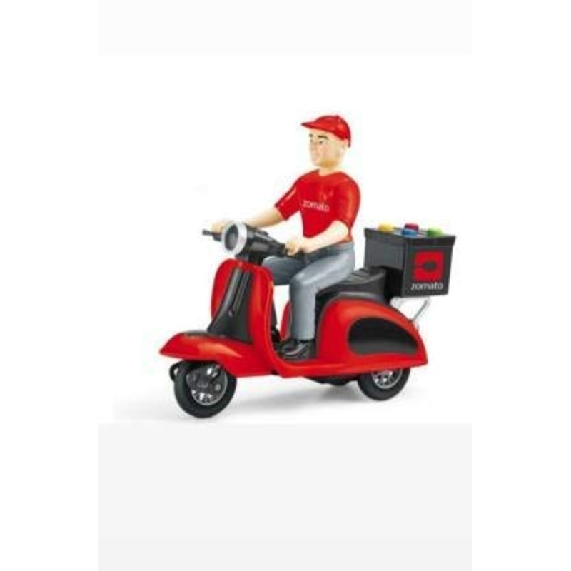 Zomato Delivery Scooter Friction Light Sound Toys (Red) for Kids