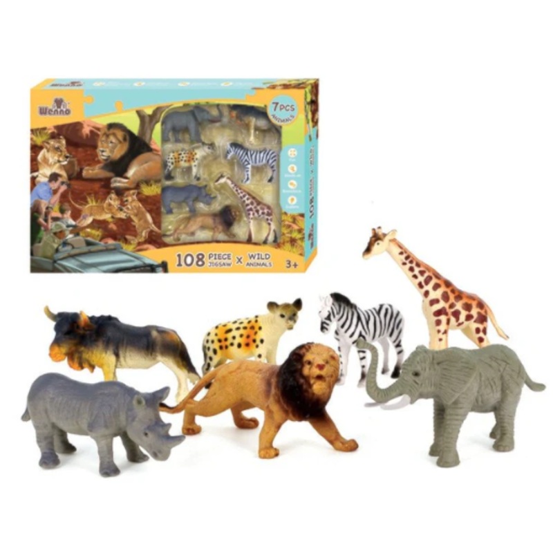 African Animals 108 Pc Puzzle with Figures