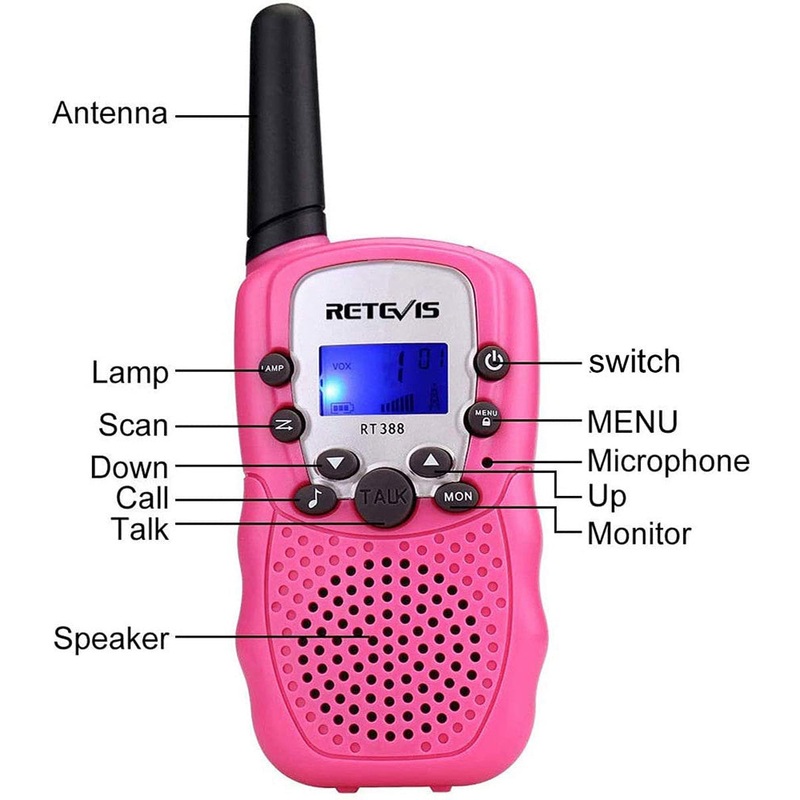 Retevis RT388 2 pcs Kids Walkie Talkies with Flashlight – Pink