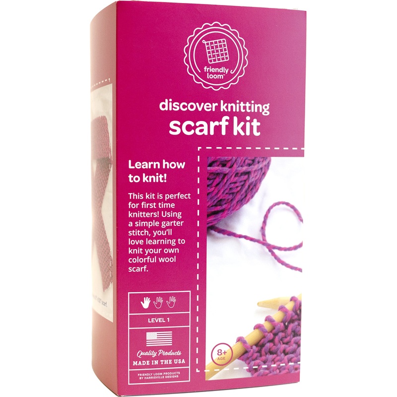 Discover Knitting Pink Violet Scarf Kit