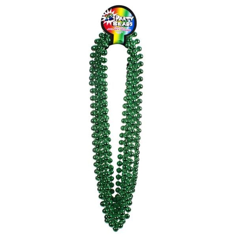 Green Metallic 33″ Beads (3 pack)