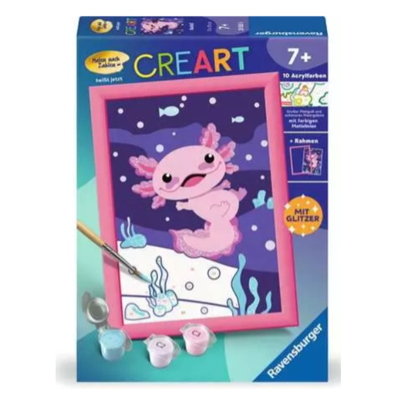 CreArt Painting by Numbers Axolotl With Glitter