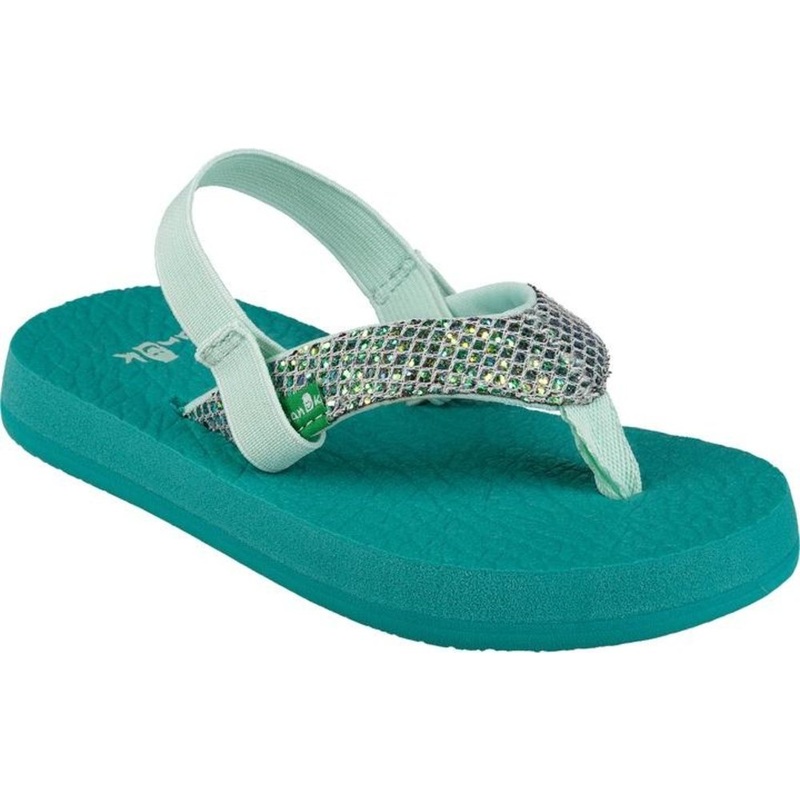 Kids Yoga Glitter Flip Flops|GREEN|7/8