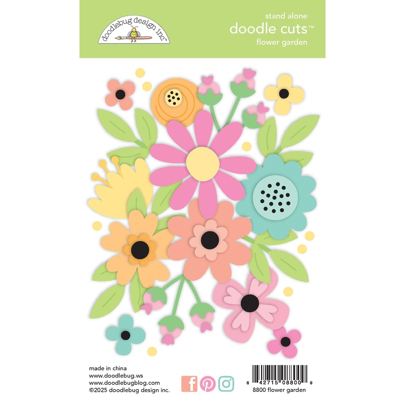 Doodlebug Design – Butterfly Kisses Collection – flower garden doodle cuts
