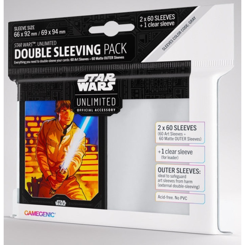 Luke Skywalker (Double Sleeving Pack) – Art (Code: Gray) – Star Wars Unlimited Matte Sleeves – Pack 2×60 – Gamegenic