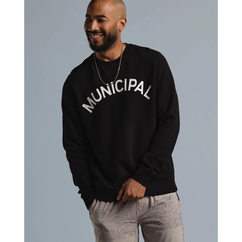 Men’s Origin Fleece Crew|BLACK/WHITE|M|L|XL