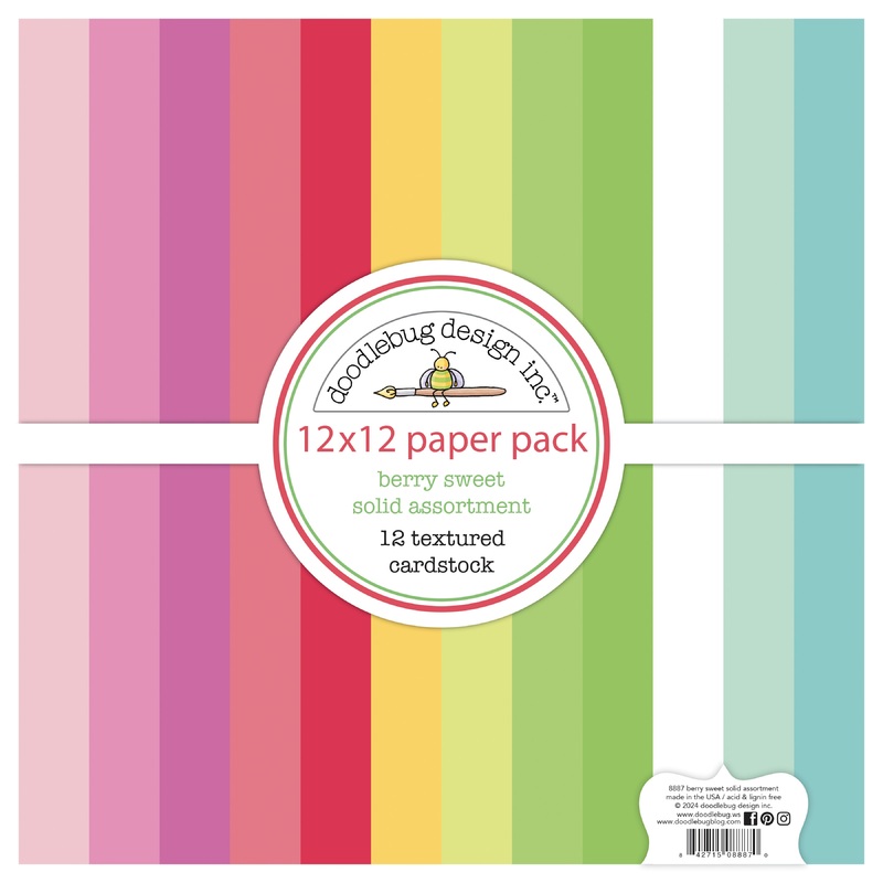 Doodlebug Design – Berry Sweet Collection – textured cardstock assortment pack
