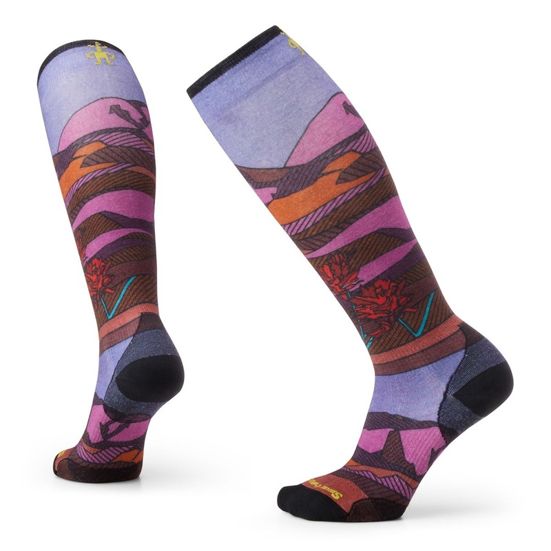Women’s Ski Zero Cusion Floral Field Print OTC Socks