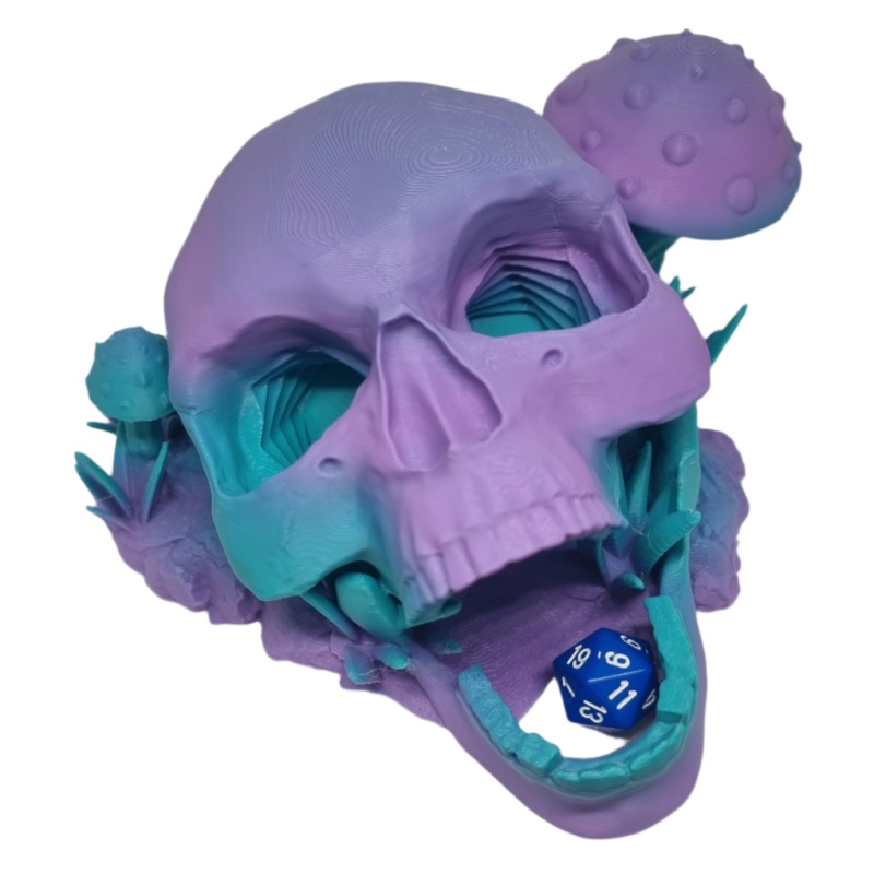 Decomposed Skull Dice Tower – Moonscape Purple/Teal – CP