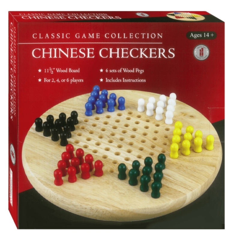Chinese Checkers Wood Board W/Pegs 30cm