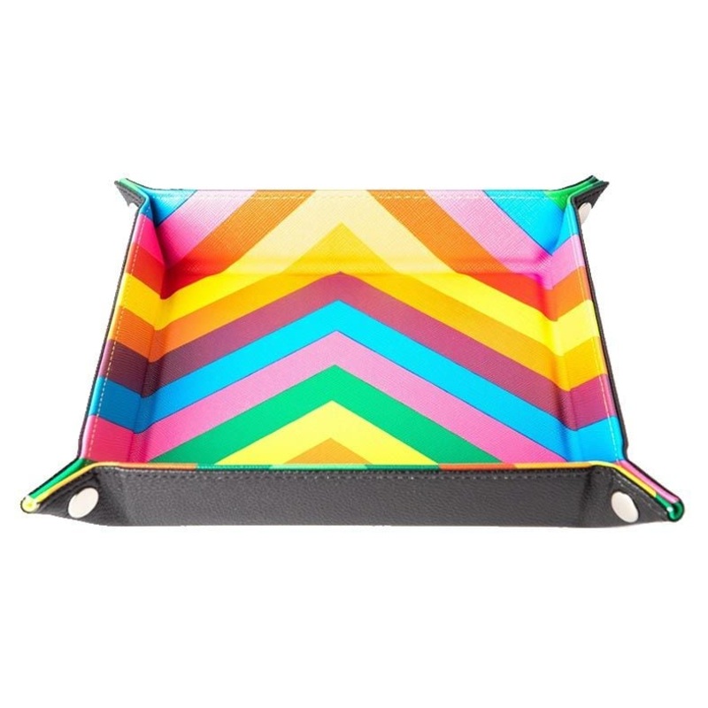 Rainbow PU Leather – 25cm Foldable Square Dice Tray – MDG