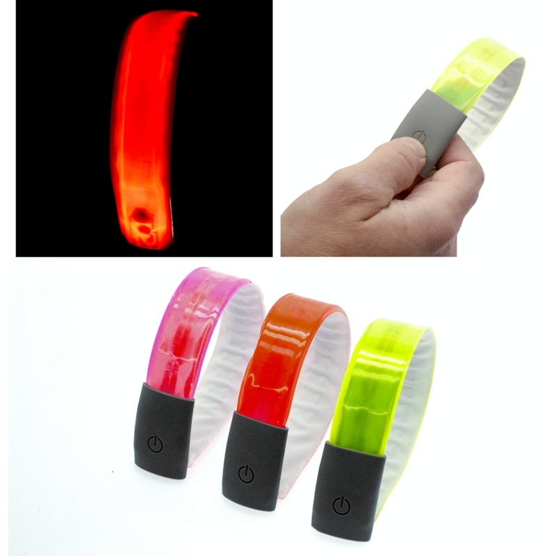 4-LED REFLECTIVE SNAP ON BAND|HI-VIZ PINK|HI-VIZ YELLOW|HI-VIZ ORANGE