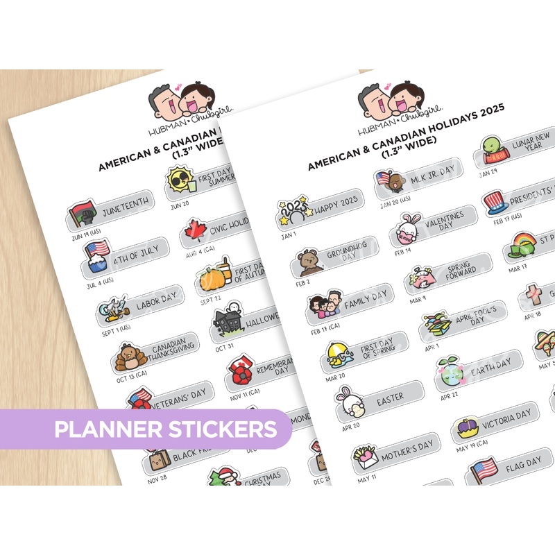 American & Canadian Holidays 2025 – 1.3 wide (Set of 2)