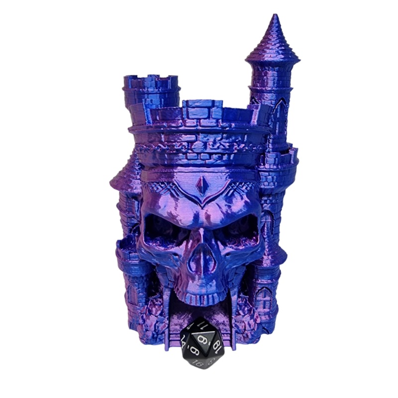 Skull Castle Dice Tower – Pearlescent Purple/Blue – CP