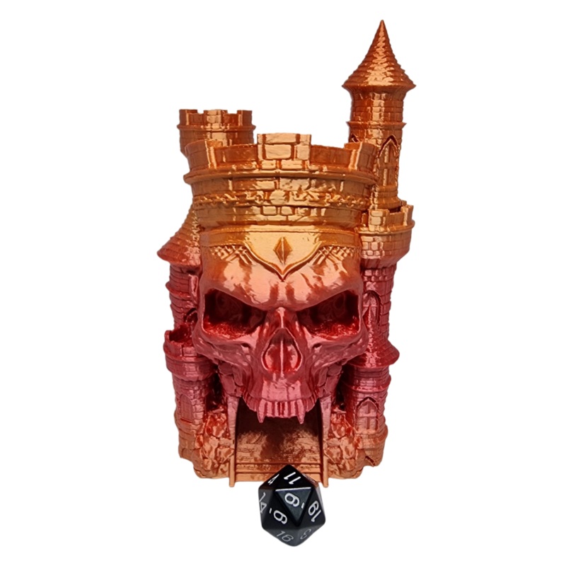 Skull Castle Dice Tower – Pearlescent Sunset Orange – CP