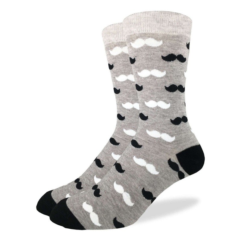 Black & Grey Moustache Socks|7-12