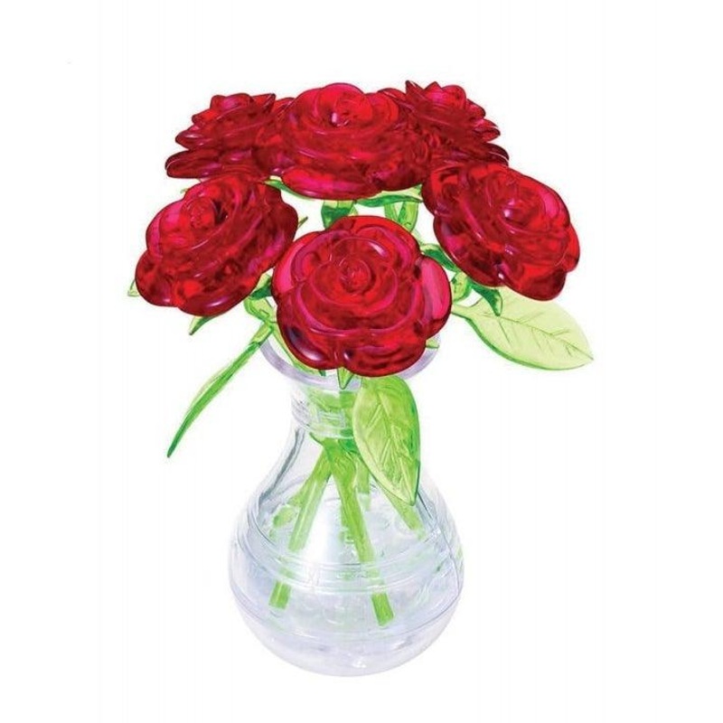 Crystal Puzzle 3D 6 Red Roses In Vase