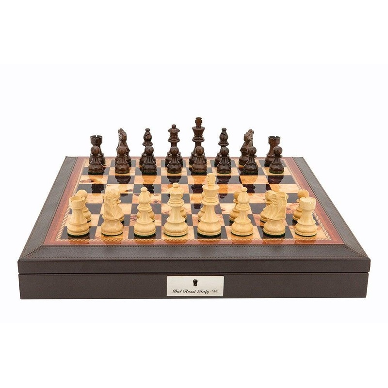 Dal Rossi Walnut Finish Chess Set, 85mm Shesham Pcs