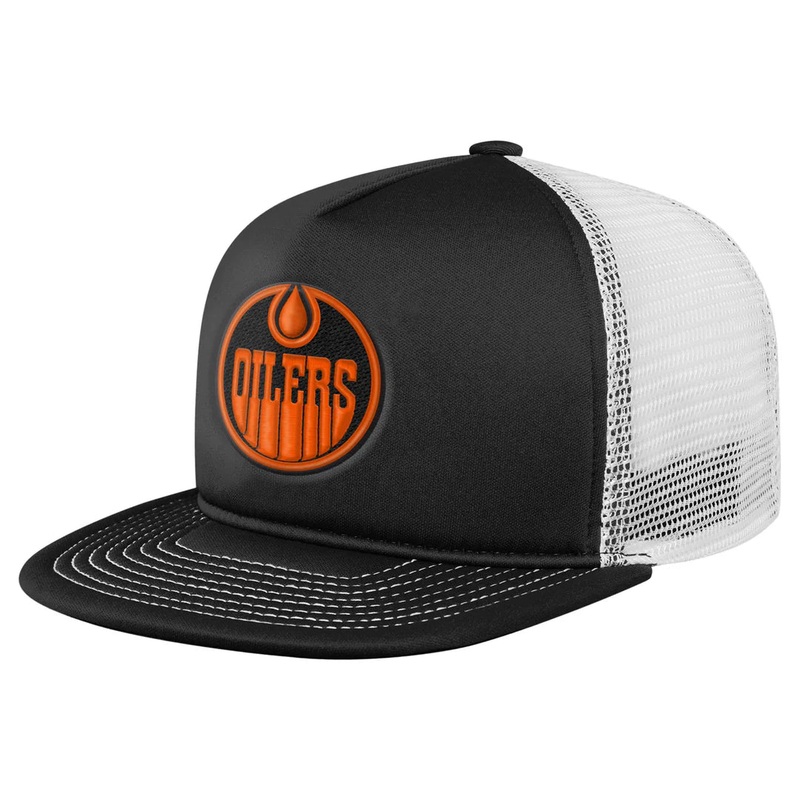 Outerstuff Edmonton Oilers Youth Black & Orange Foam Trucker Snapback Hat
